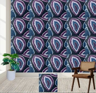 Purple and Blue Geode Slice Pattern Tile