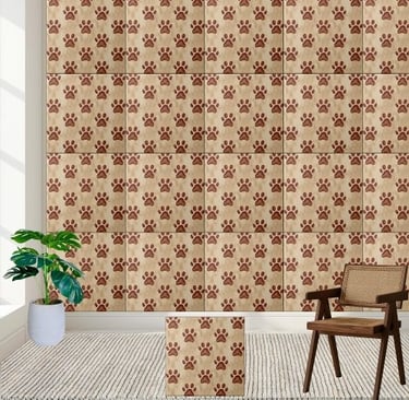 Rustic and Warm Brown Paw Print Pattern Tile