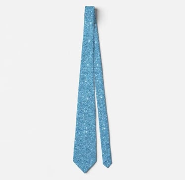 Sparkling Aqua Blue Glitter Neck Tie