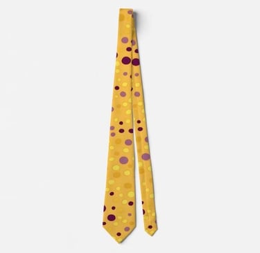 Abstract Golden Yellow & Plum Purple Polka Dot Neck Tie