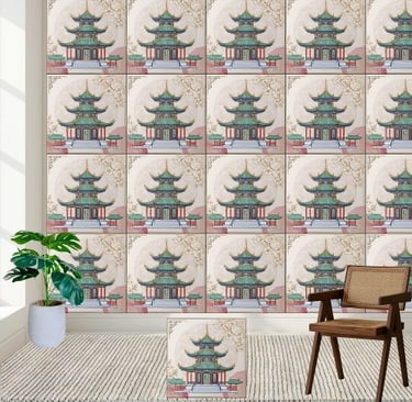 Chinese Pavilion Ceramic Tile