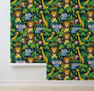 Jungle Safari Animals Kids' Peel and Stick Wallpaper