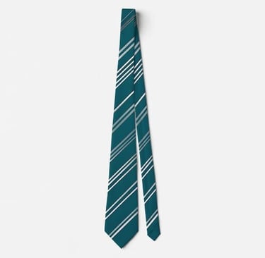 Modern Teal & Silver Diagonal Stripes Neck Tie