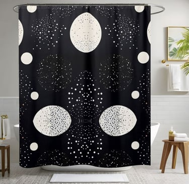 Black and White Space Circle Style 3 Shower Curtain