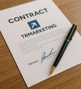 Contrato de TRMarketing con un bolígrafo encima, simbolizando la captación de clientes para negocios