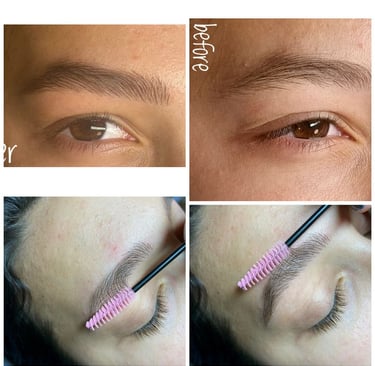 “לפני ואחרי טיפול מיקרובליידינג ב-SBS Beauty Studio – עיצוב גבות טבעי ומדויק.”