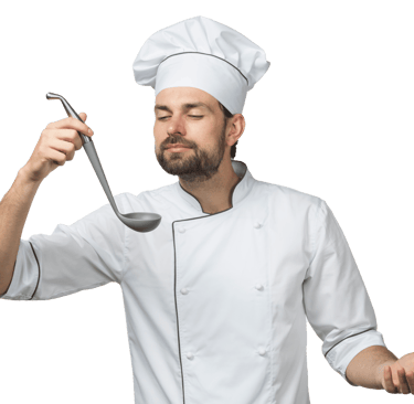 Chef apreciando o aroma— valorização de cardápio digital para restaurantes