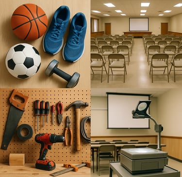 a classroom with a variety of tools and tools
