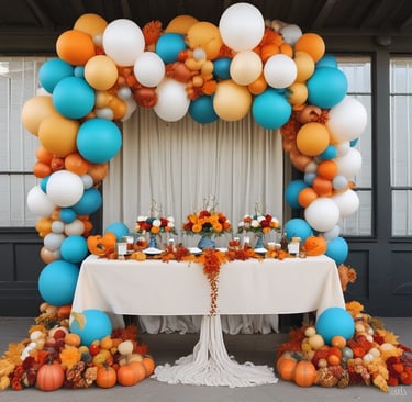 A colorful array of helium balloons floating in the air.