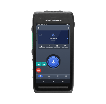 Motorola LEXL11 MCPTT handheld with OSNET system on screen