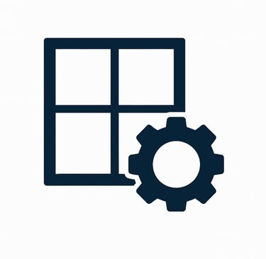 A window and a gearwheel