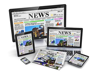 a multitude of devices with newspapers on them