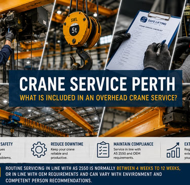 collage picutre of crane service and some information on insoection times