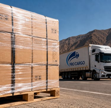 Camión de Pro Cargo transportando mercadería comercial desde Buenos Aires hacia Salta.