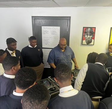 Ced the scientist at Valiant Cross Academy High School