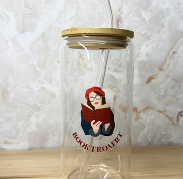 a glass jar with a straw and a straw in it for book lovers and readers 