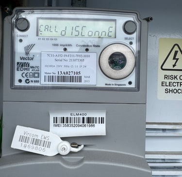 when your meter show warning - CALL and you donot have in your house, you need COV call Sparky G ltd
