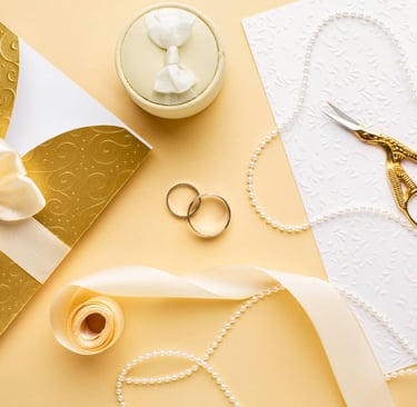 adding decorative elements of wedding cards