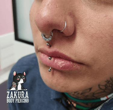 piercing à pau medusa labret vertical