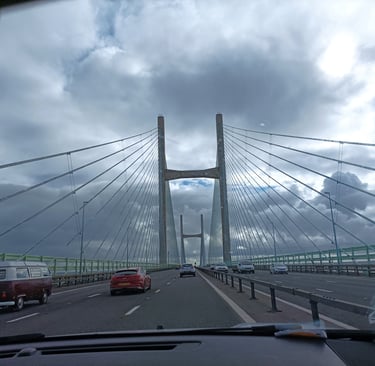 The Severn Bridge, crossing from Wles into Englnd.
