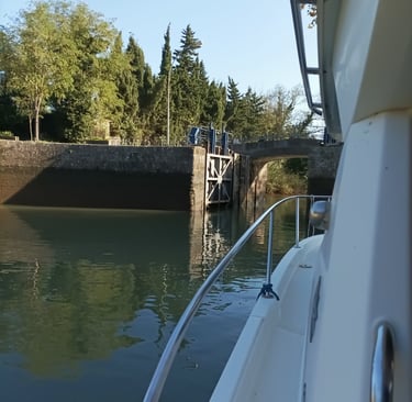 The canal gates open up to the sea