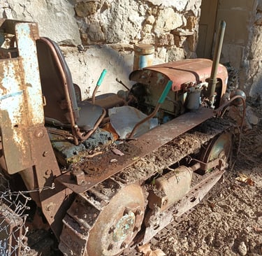 Narrow, tracked vehicle.