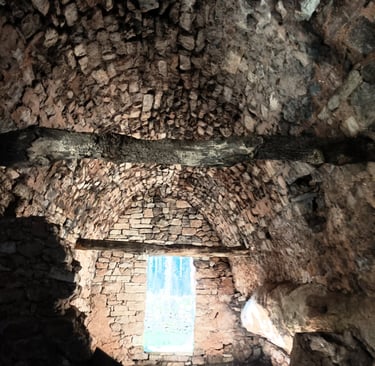 The vaulted ceiling