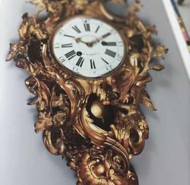Louis XV gilded bronze clock.