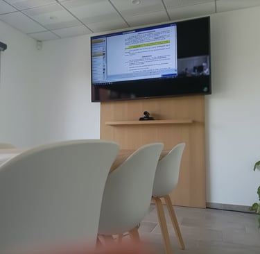A large video screen