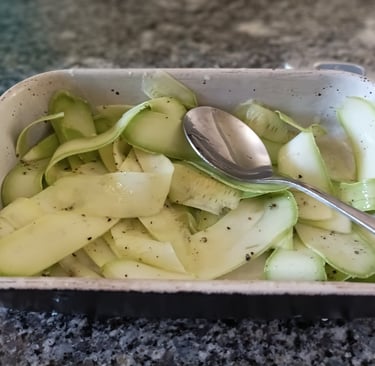Courgette Ribbons in olive oil and lemon