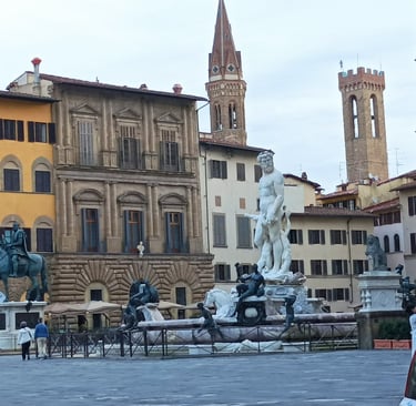 Neptune gazes over an empty piazza