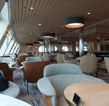 The dining room lies deserted