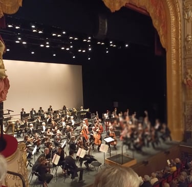 The orchestra awaits the conductor