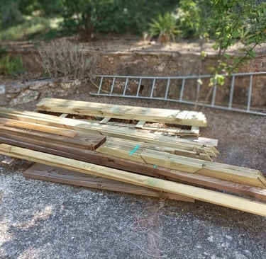 Cross pieces waiting to be installed