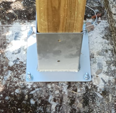 Post holders bolted to the ground