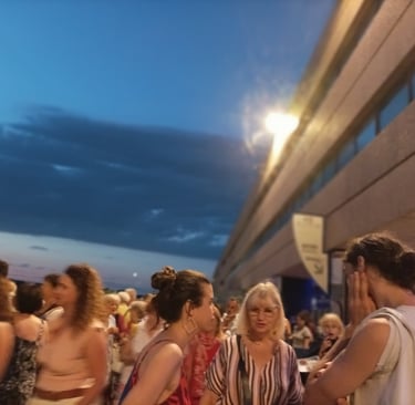 Gathering outside The Corum
