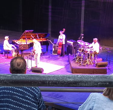 Sax, piano, bass and percussion.