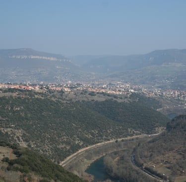 Millau  lies ahead.