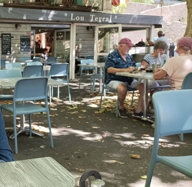 Soubès Café , as the plane trees drops their leaves