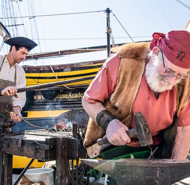 A demonstration of traditional crafts.