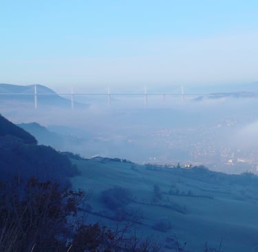 Millau Bridge  lies ahead.