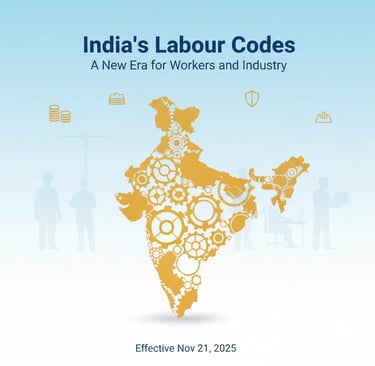 India's Four Labour Codes Effective from November 21, 2025  The Government of India has announced that the four Labour Codes 