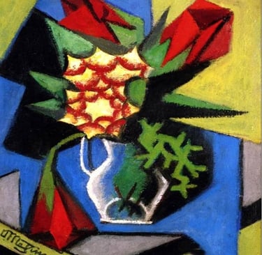Cubist vase of flowers
