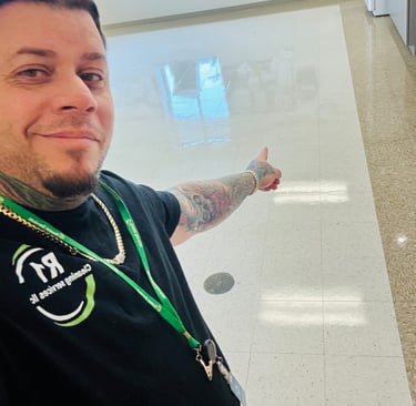 Staff member showing the floor