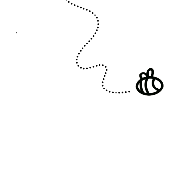 Abelha ilustrada com pontilhado, indicando movimento.