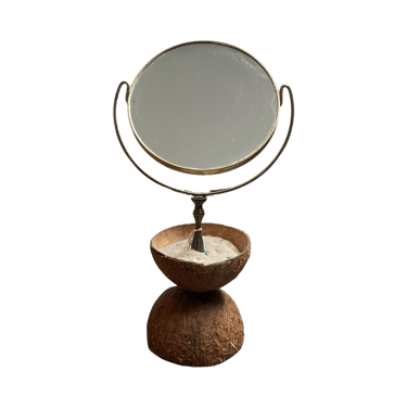 Untitled  Glass, Metal, Sand, in Coconut Shell  2023