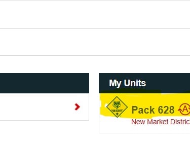 An image of Scoutbook Administration page for My accounts.