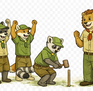 Scouts cheering together during a pack activity.