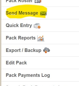 Select the second option at the bottom of the page menu for Send Mesage