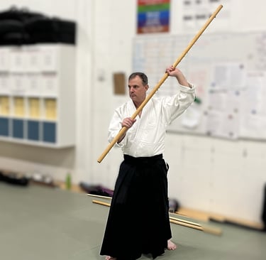 Mark practicing bojutsu